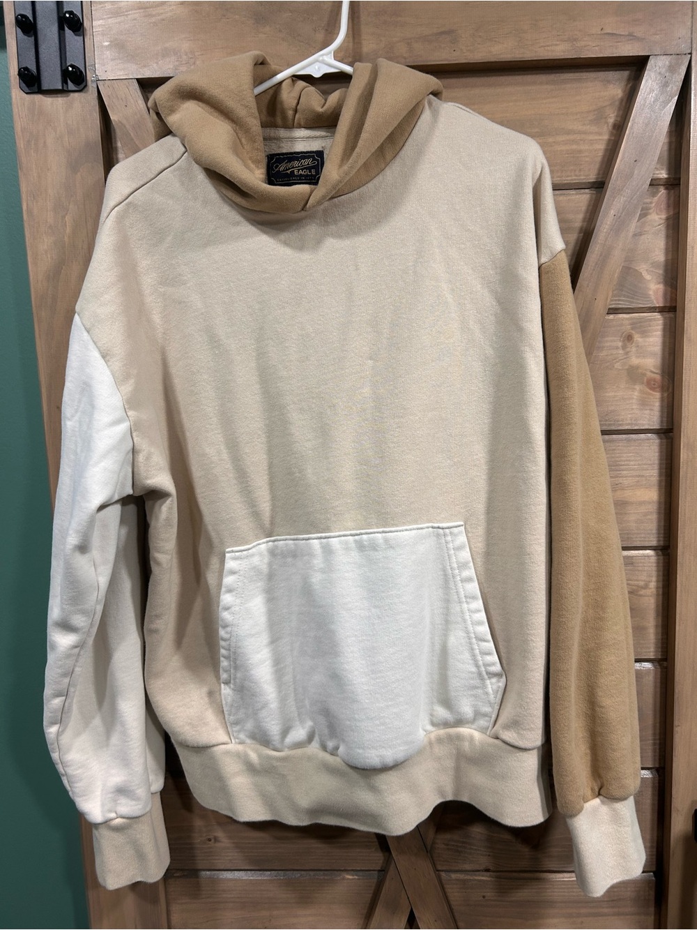American Eagle Outfitters Men’s Colorblock Beige Hoodie